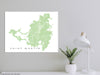 Saint Martin map print with natural island landscape and main roads designed by Maps As Art.