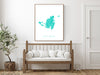 Saint Martin map print in Turquoise by Maps As Art.