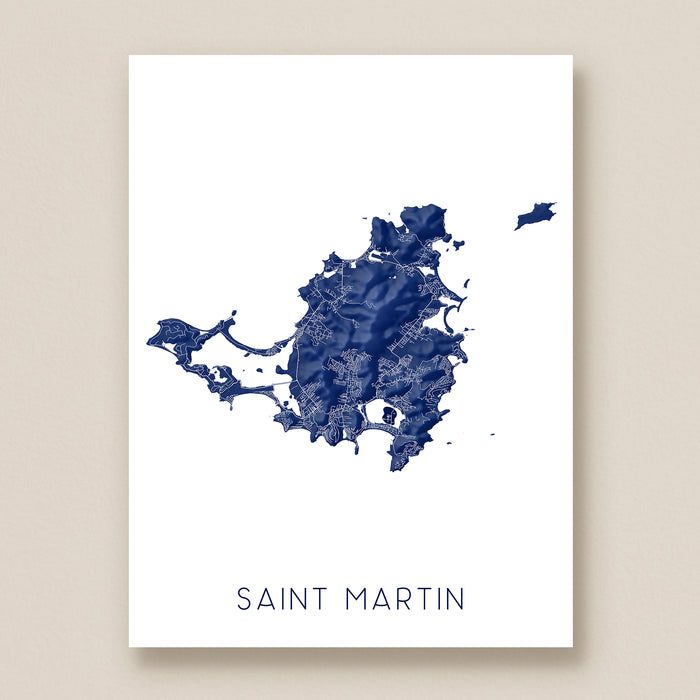 Map of Saint Martin on a white background