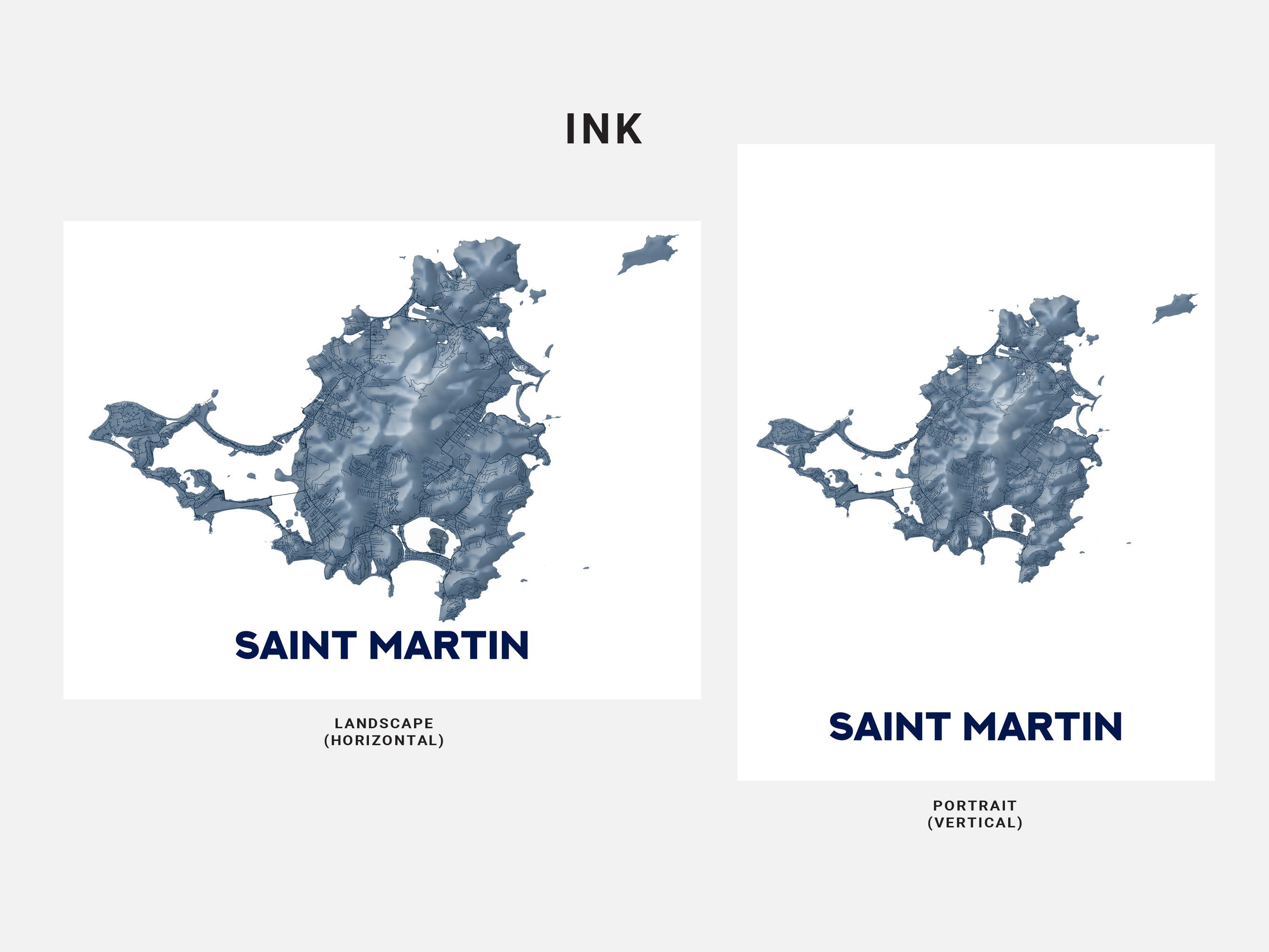 Saint Martin Map Wall Art Print Poster, Topographic Sint Maarten St Ma ...