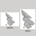 Two black and white maps of Salt Spring Island, one landscape and one portrait, on a gray background.