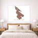 Map of Salt Spring Island on a wall above a bed in a bedroom.