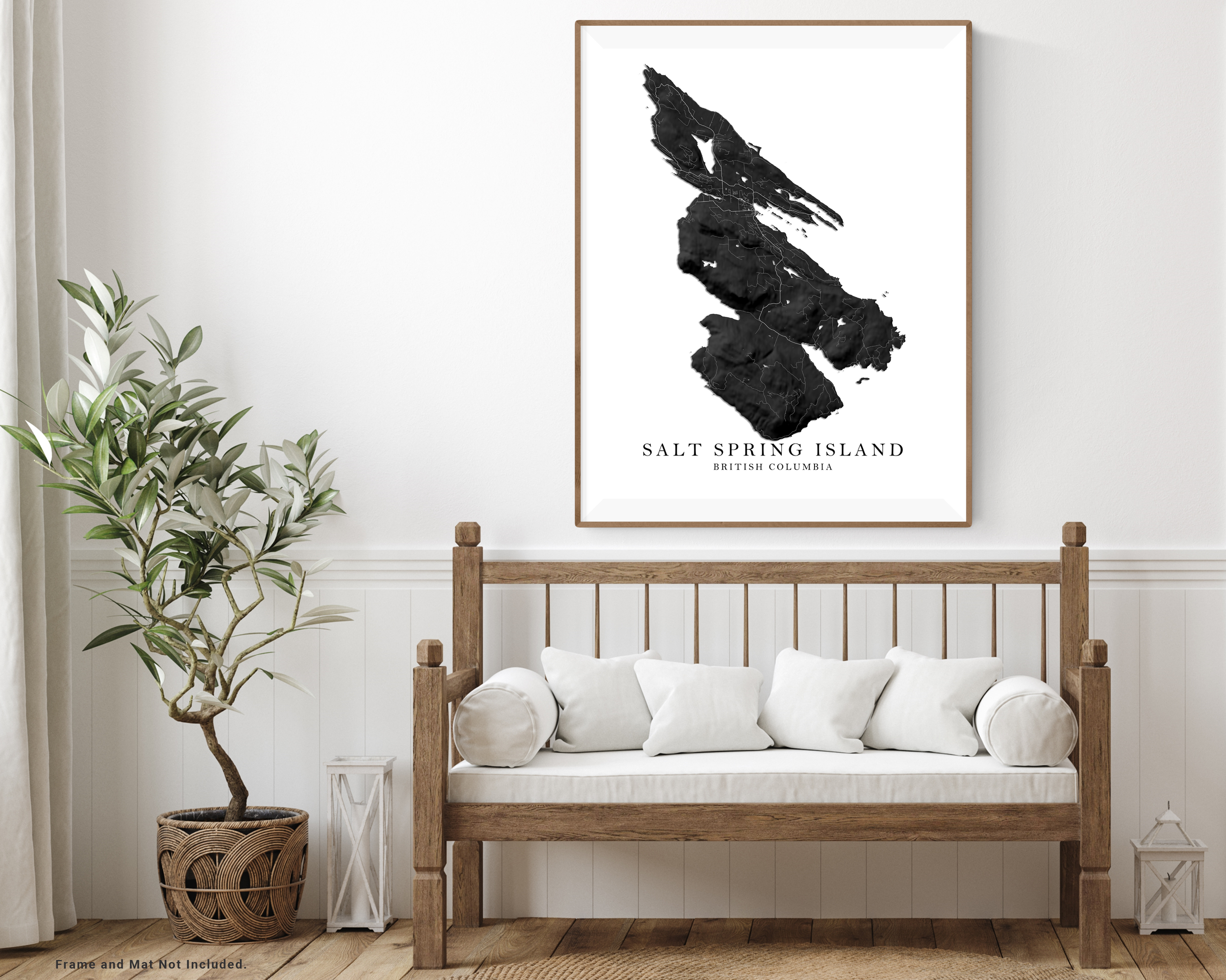 Salt Spring Island Map Print Poster, Black and White Topographic Salts ...