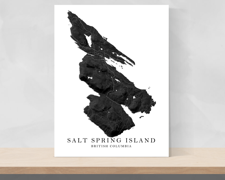 Salt Spring Map Salt Spring Island Map Print Poster, Black and White Topographic Salts ...