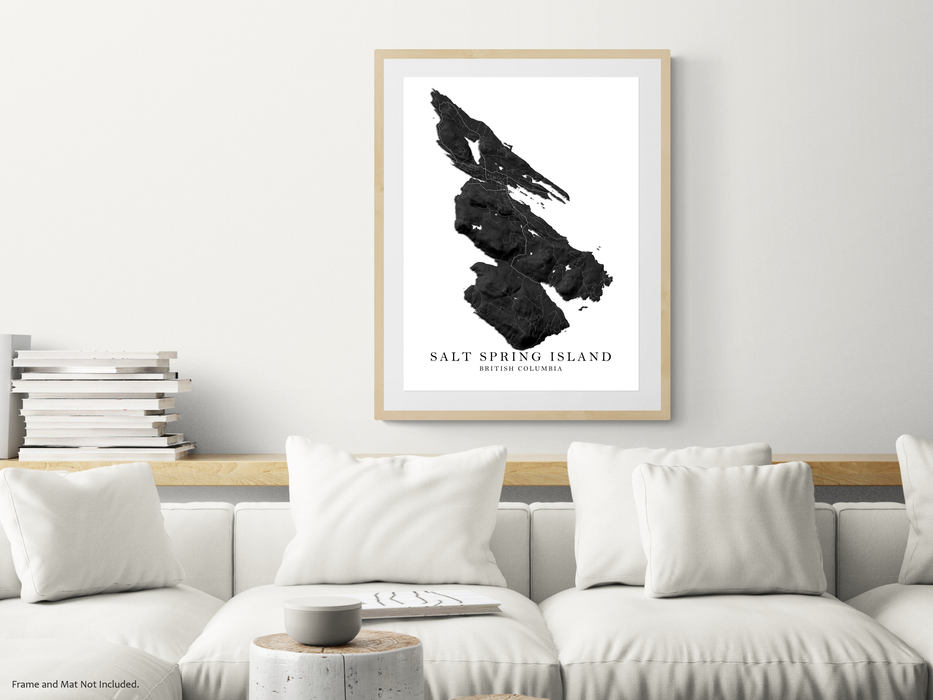 Salt Spring Map Salt Spring Island Map Print Poster, Black and White Topographic Salts ...