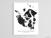 San Juan Islands Washington map print with a black and white landscape design by Maps As Art.