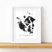 Framed map of the San Juan Islands on a white background