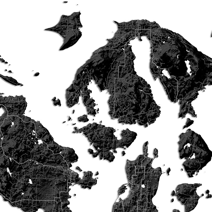 Black and white map pattern on a white background