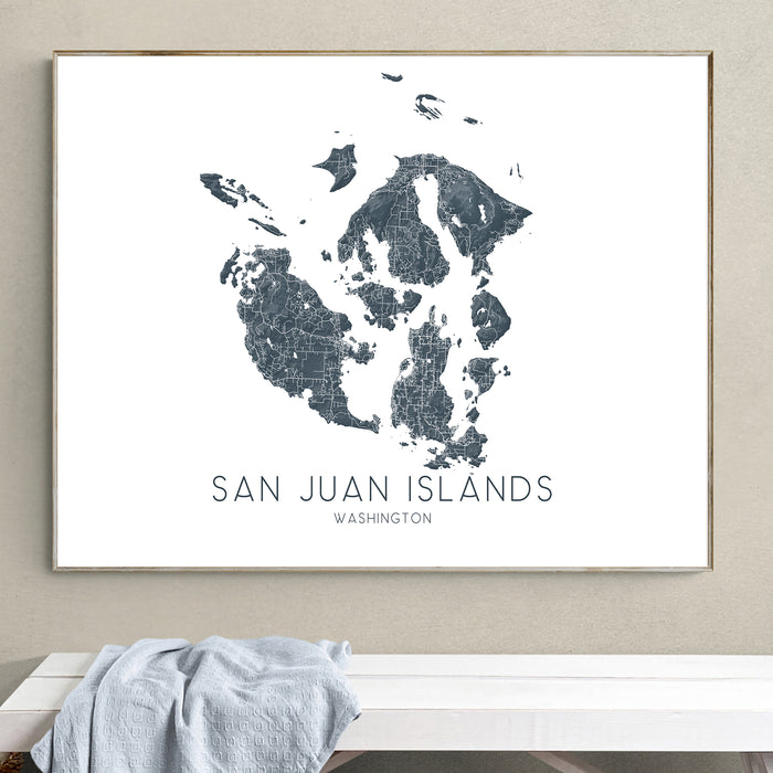 San Juan Islands Map Print: Topographic Washington Wall Art Poster, Orcas, Friday Harbor