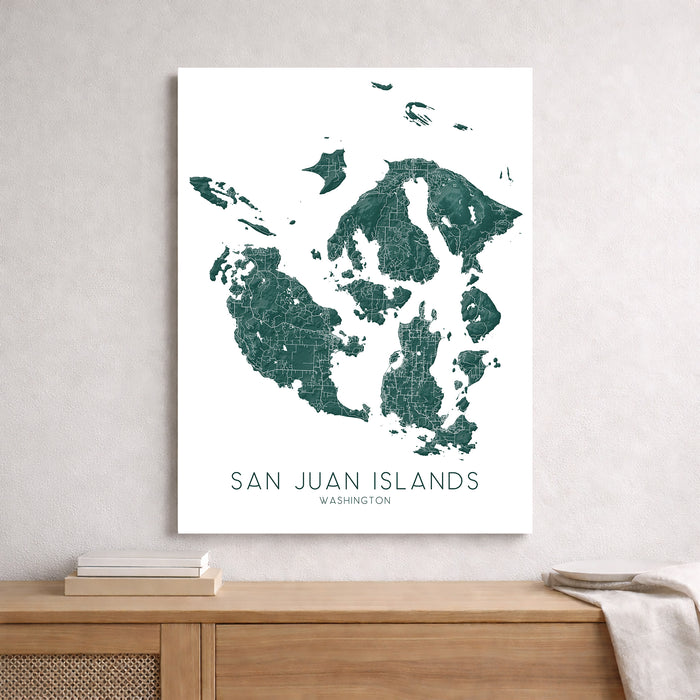 San Juan Islands Map Print: Topographic Washington Wall Art Poster, Orcas, Friday Harbor