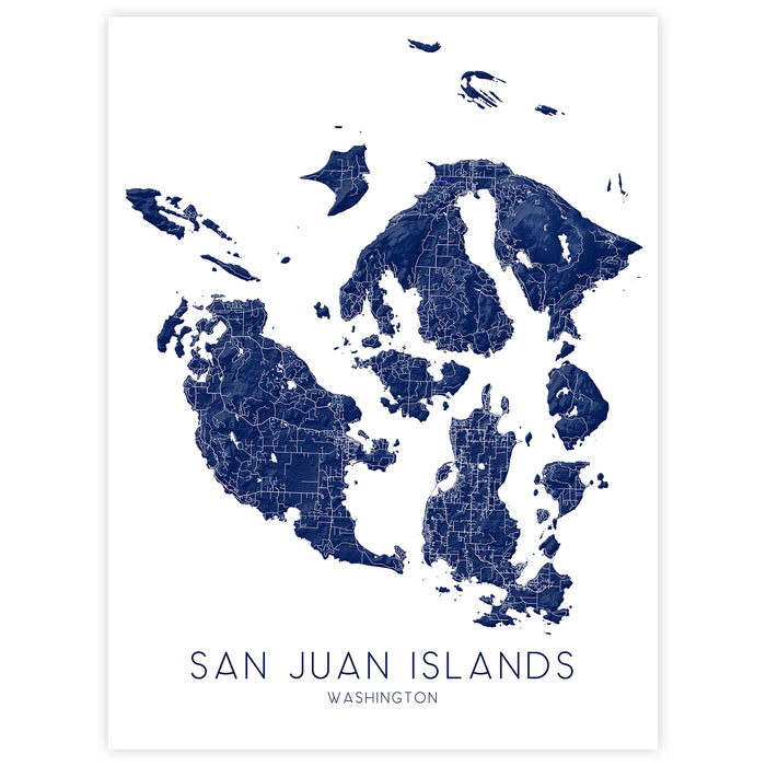 San Juan Islands Map Print: Topographic Washington Wall Art Poster, Orcas, Friday Harbor