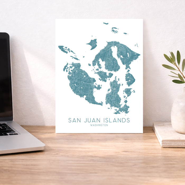 San Juan Islands Map Print: Topographic Washington Wall Art Poster, Orcas, Friday Harbor