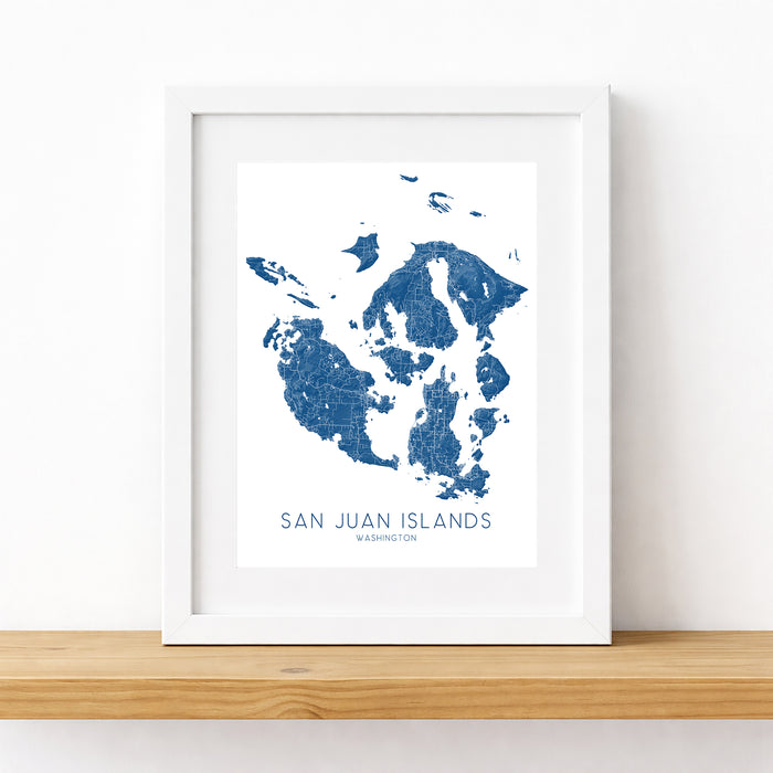 San Juan Islands Map Print: Topographic Washington Wall Art Poster, Orcas, Friday Harbor