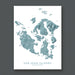 Map of San Juan Islands, Washington on a white background