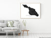 Santa Catalina island map print with a black and white topographic landscape design by Maps As Art.