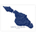 Map of Santa Catalina Island with topographic details on a white background