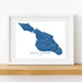 Framed map of Santa Catalina Island on a white background