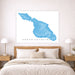 Map of Santa Catalina on a wall above a bed in a bedroom.