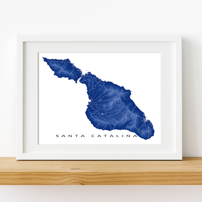 Framed map of Santa Catalina on a white wall