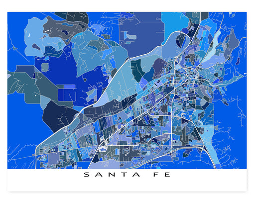 Santa Fe Map Print, New Mexico, USA