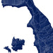Map of a region with blue fill and white outlines on a white background
