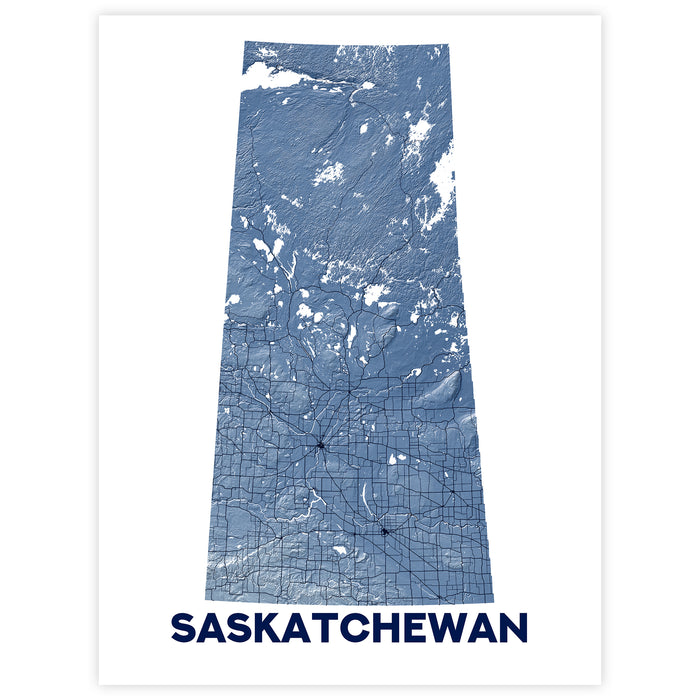 Saskatchewan Province Map Print: Topographic Wall Art Road Maps, Canada