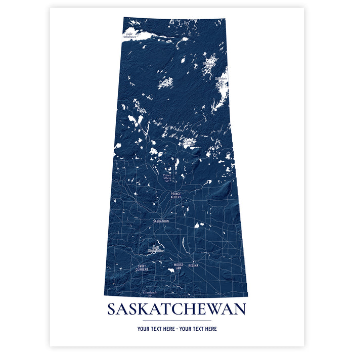 Saskatchewan Map Print: Custom Canada Province Wall Art Poster