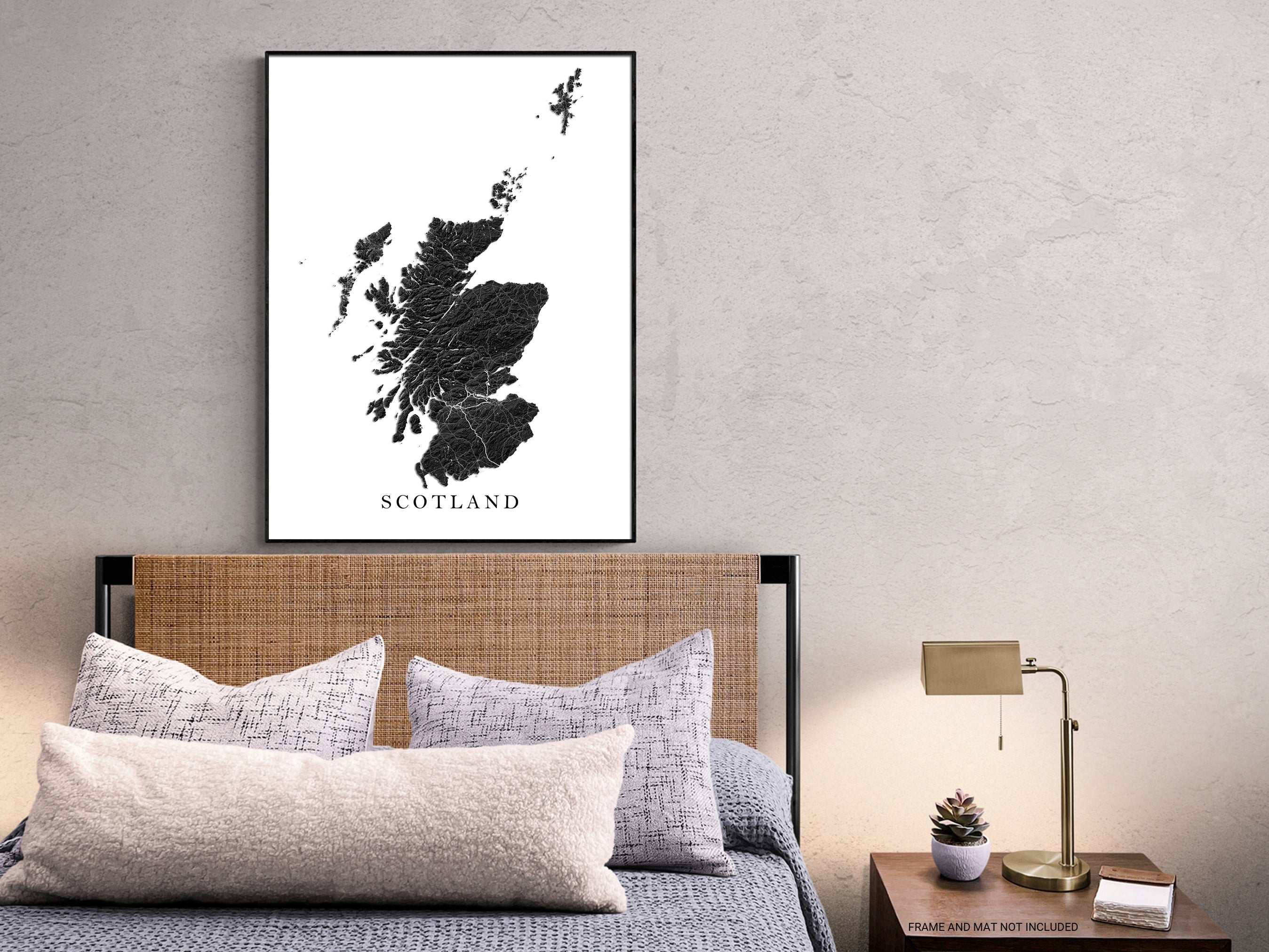 Scotland Map Reflection Scotland Map Print Poster, Black and White Wall Art Prints, Topographi ...
