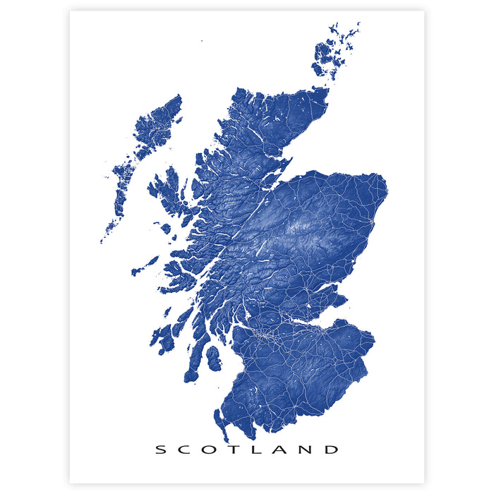 Scotland Topographic Map Print: Country Wall Art Poster Road Maps, Glasgow Edinburgh