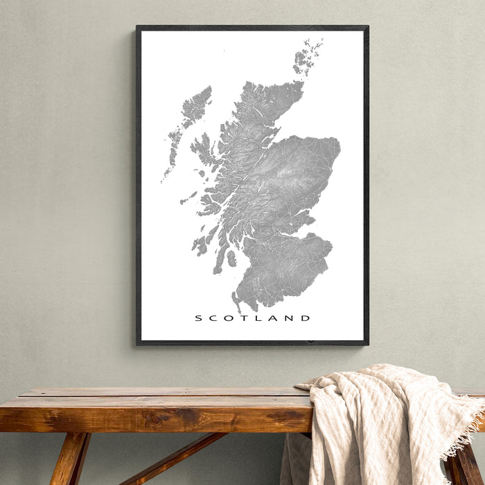 Scotland Topographic Map Print: Country Wall Art Poster Road Maps, Glasgow Edinburgh