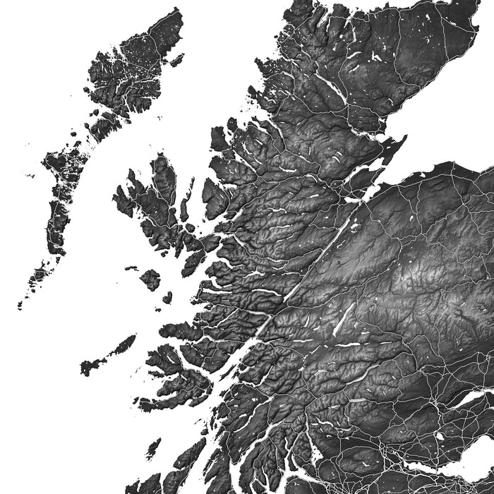 Scotland Topographic Map Print: Country Wall Art Poster Road Maps, Glasgow Edinburgh