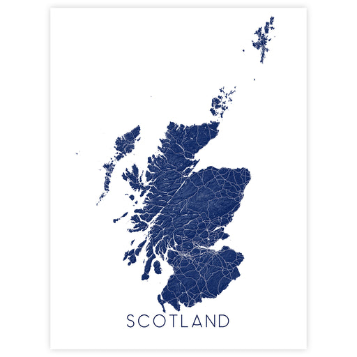 Map of Scotland in navy blue on a white background