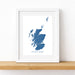 Framed map of Scotland on a white wall