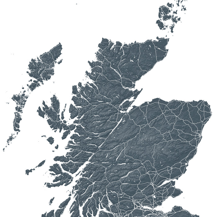 Map of Scotland with a detailed network of roads and boundaries.