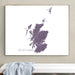 Framed map of Scotland on a wall above a white bench.