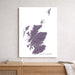 Map of Scotland on a white wall above a wooden shelf.