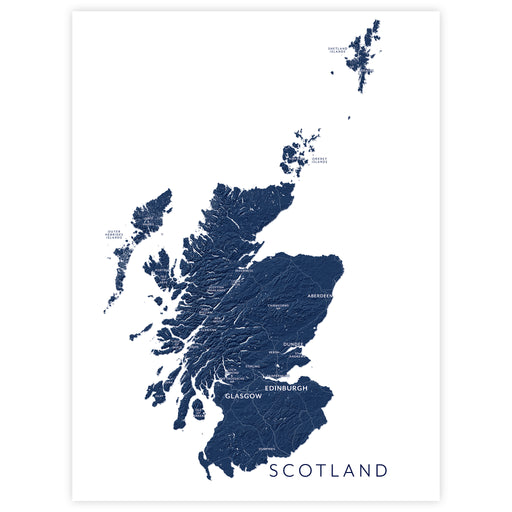 Map of Scotland with cities labeled on a white background