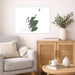 Living room with a gray sofa, wooden cabinet, and decorative items.