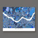 Map of Seoul with a river running through it, on a gray background