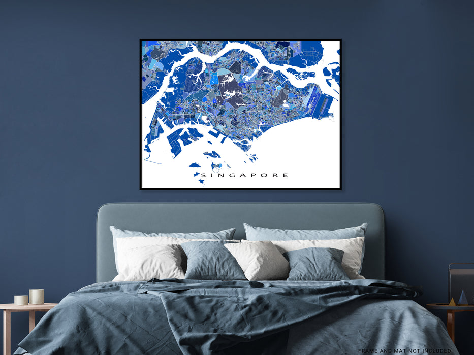 Geometric As Singapore Art Country Singapore Street — Print, Wall Blue City Maps Map