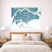 Map of Singapore on a wall above a bed in a bedroom setting