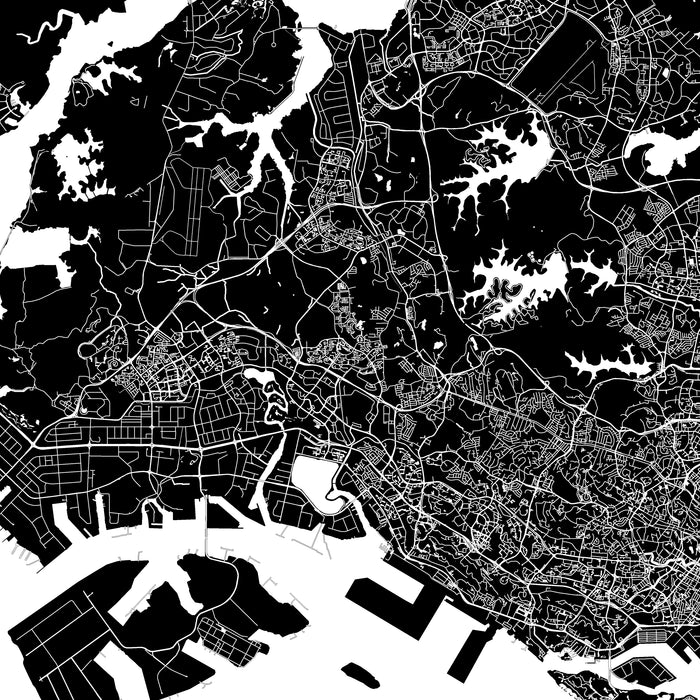 Black and white map of a city layout