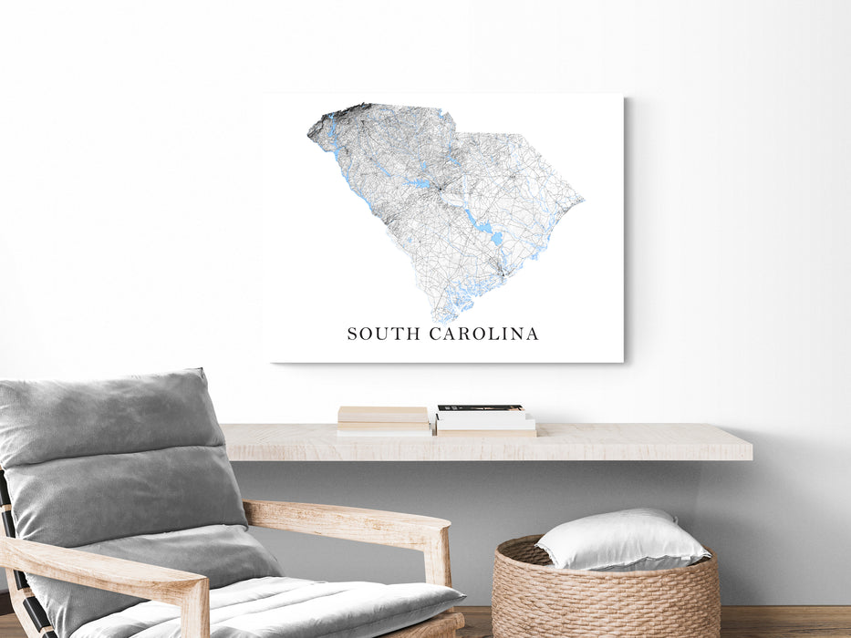 South Carolina map art print by Maps As Art.