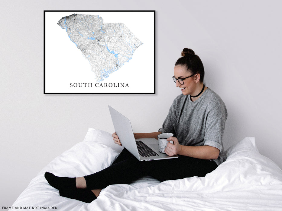 South Carolina map art print by Maps As Art.