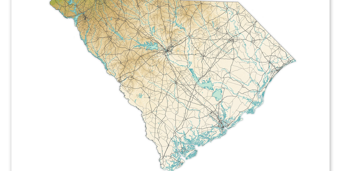 Physical Map Of South Carolina