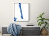 South Padre Island, Texas map art print in blue shapes designed by Maps As Art.