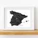 Framed map of Spain on a white background