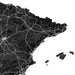 Topographic map of Spain with detailed terrain and roads.
