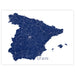 Map of Spain with roads on a white background