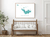 St. Barts island map print with turquoise landscape features by Maps As Art.
